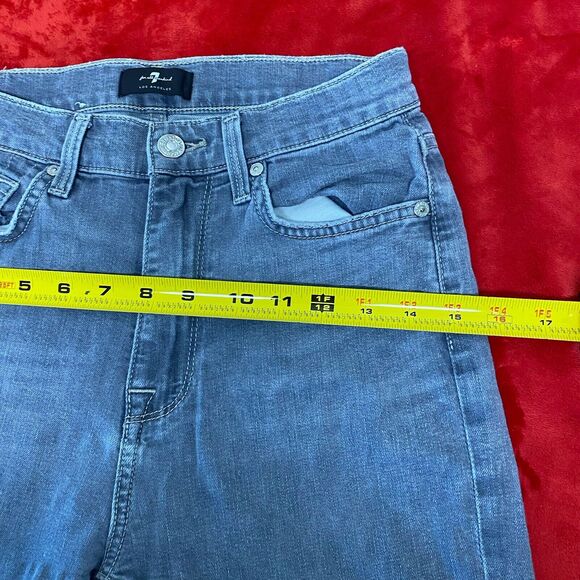 7 For All Mankind Womens Skinny Jeans Size 26 Gray Denim Pants Mid Rise 29” IS - Picture 13 of 14